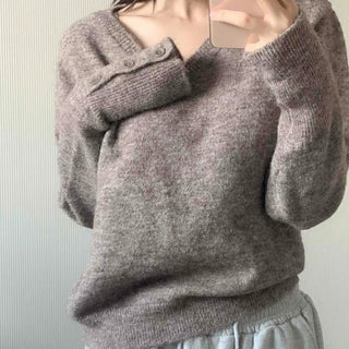 Everyday Natural Melange V-Neck Knit