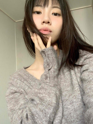 Everyday Natural Melange V-Neck Knit
