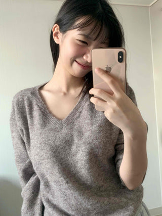 Everyday Natural Melange V-Neck Knit