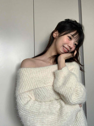Basic Off-Shoulder Oversized Knit
