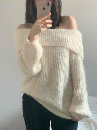 Basic Off-Shoulder Oversized Knit
