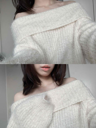 Basic Off-Shoulder Oversized Knit