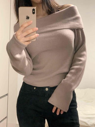 Soft Off-Shoulder Slim Fit Brushed T-Shirt