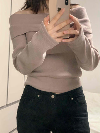 Soft Off-Shoulder Slim Fit Brushed T-Shirt