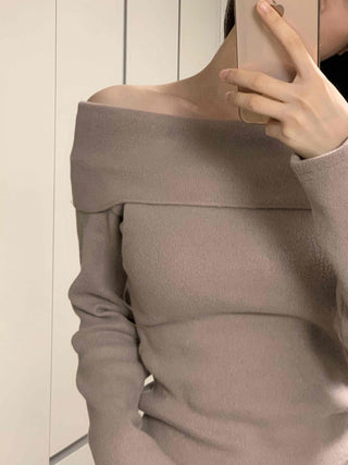 Soft Off-Shoulder Slim Fit Brushed T-Shirt