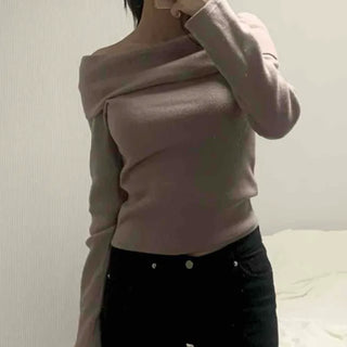 Soft Off-Shoulder Slim Fit Brushed T-Shirt