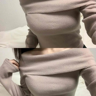 Soft Off-Shoulder Slim Fit Brushed T-Shirt