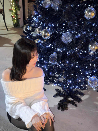 Balloon Sleeve Off-Shoulder Cable Knit