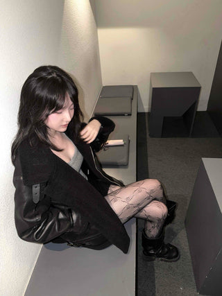 Glossy Loose Fit Zip-Up Shearling Jacket