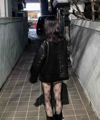 Glossy Loose Fit Zip-Up Shearling Jacket