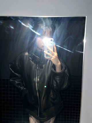 Glossy Loose Fit Zip-Up Shearling Jacket