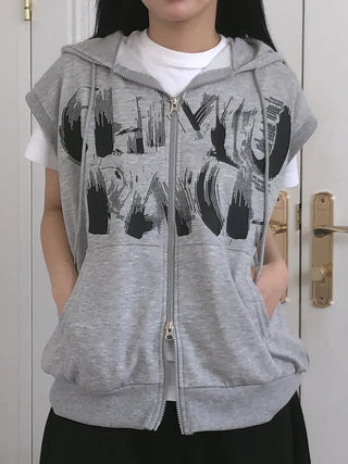 Leua Lettering Hooded Vest
