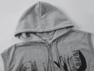 Leua Lettering Hooded Vest
