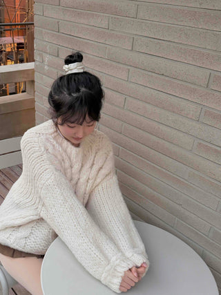 Round Neck Perforated Loose Fit Knit