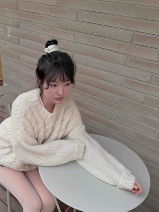 Round Neck Perforated Loose Fit Knit