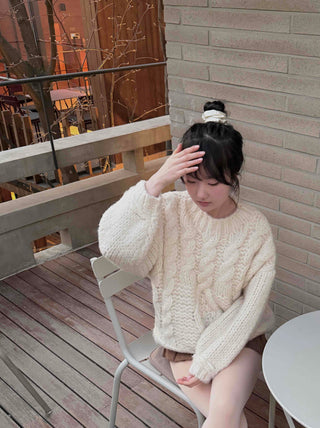 Round Neck Perforated Loose Fit Knit