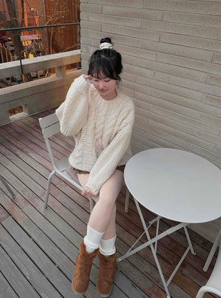Round Neck Perforated Loose Fit Knit