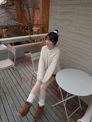 Round Neck Perforated Loose Fit Knit
