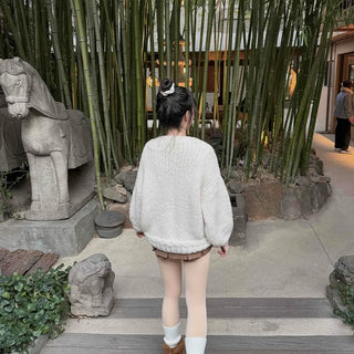 Round Neck Perforated Loose Fit Knit