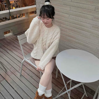 Round Neck Perforated Loose Fit Knit