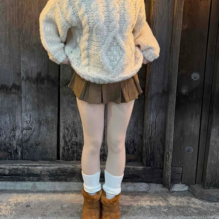 Winter Corduroy Pleated Mini Skirt