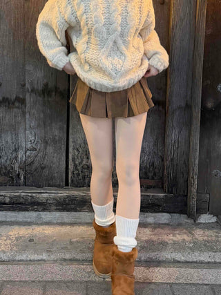 Winter Corduroy Pleated Mini Skirt