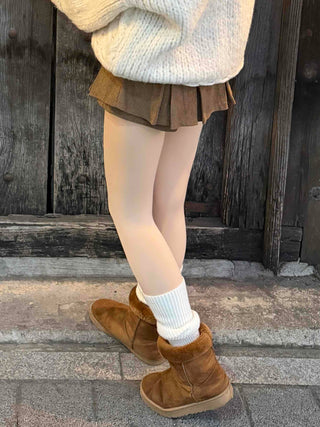 Winter Corduroy Pleated Mini Skirt