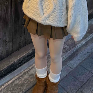 Winter Corduroy Pleated Mini Skirt