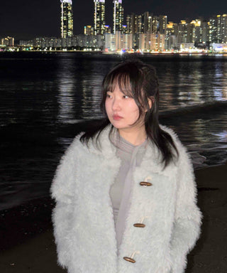 Voluminous Fur Duffle Button Crop Jacket