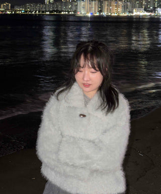 Voluminous Fur Duffle Button Crop Jacket