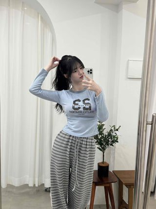 Striped Elastic Waist Training Pants