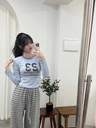 Striped Elastic Waist Training Pants