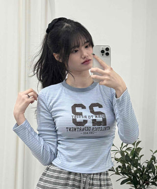 Casual Striped Slim Fit Color Block Long Sleeve T-shirt