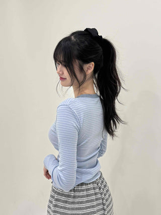 Casual Striped Slim Fit Color Block Long Sleeve T-shirt