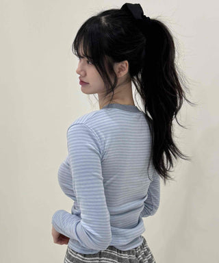 Casual Striped Slim Fit Color Block Long Sleeve T-shirt