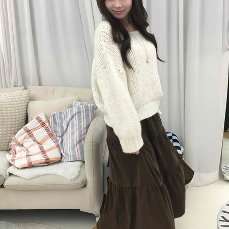 Frill High-Waisted Long Skirt