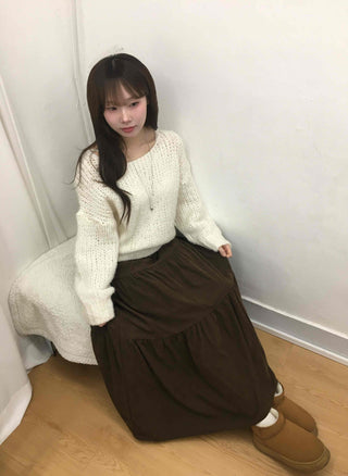 Frill High-Waisted Long Skirt