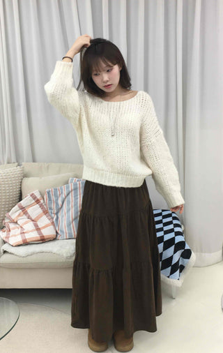 Frill High-Waisted Long Skirt
