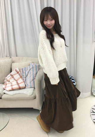 Frill High-Waisted Long Skirt