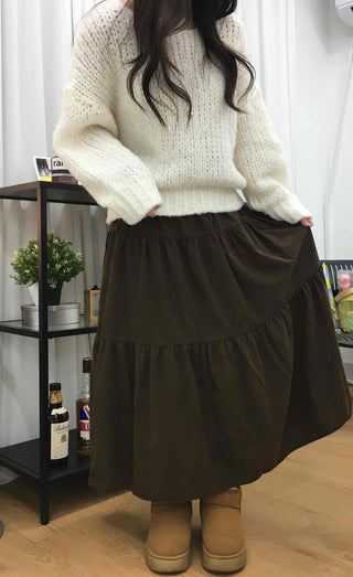Frill High-Waisted Long Skirt