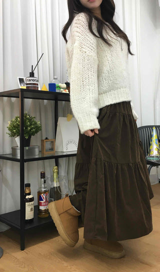 Frill High-Waisted Long Skirt