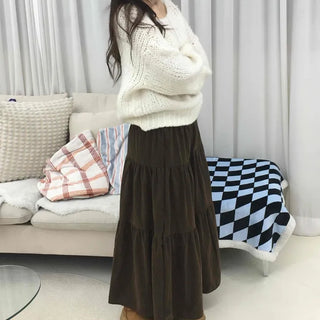 Frill High-Waisted Long Skirt
