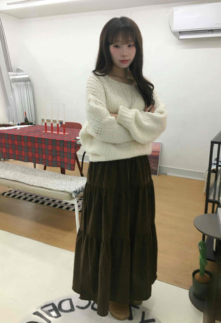 Frill High-Waisted Long Skirt