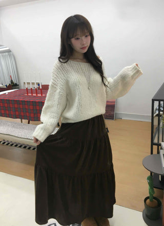 Frill High-Waisted Long Skirt