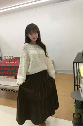 Frill High-Waisted Long Skirt