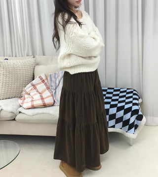 Frill High-Waisted Long Skirt