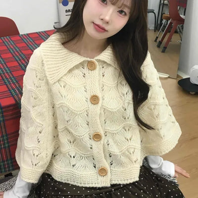 Soft Punched Knit Cardigan Cape