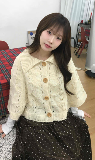 Soft Punched Knit Cardigan Cape