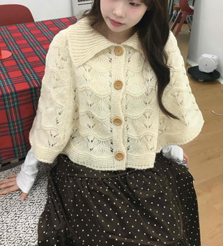 Soft Punched Knit Cardigan Cape
