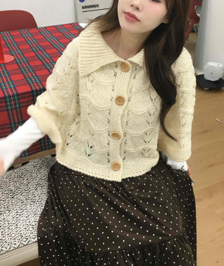 Soft Punched Knit Cardigan Cape